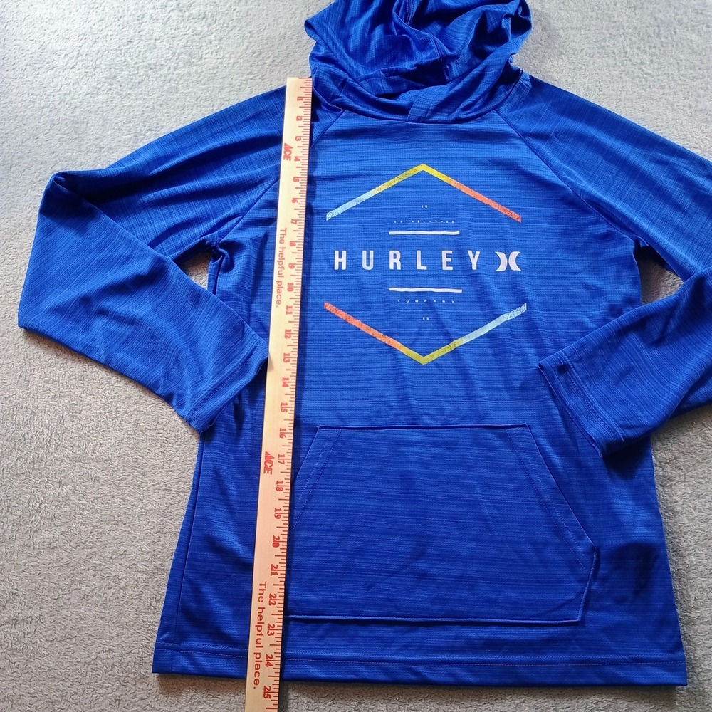 Hurley Boys H2O-Dri Hoodie Blue 14/16 Graphic Logo Lightweight Sweatshirt - Picture 4 of 8